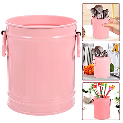 Cabilock Farmhouse Basket Vintage Cans Flowerpot Practical Handles Decorative Holder Galvanized Waste Pink Desk Pen Multi-Functional Multi-Function Bin Office Kitchen Cup with Planter Lid