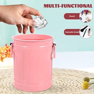 Cabilock Farmhouse Basket Vintage Cans Flowerpot Practical Handles Decorative Holder Galvanized Waste Pink Desk Pen Multi-Functional Multi-Function Bin Office Kitchen Cup with Planter Lid