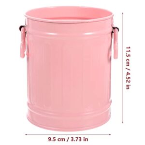 Cabilock Farmhouse Basket Vintage Cans Flowerpot Practical Handles Decorative Holder Galvanized Waste Pink Desk Pen Multi-Functional Multi-Function Bin Office Kitchen Cup with Planter Lid