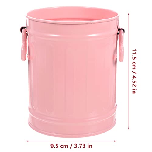 Cabilock Farmhouse Basket Vintage Cans Flowerpot Practical Handles Decorative Holder Galvanized Waste Pink Desk Pen Multi-Functional Multi-Function Bin Office Kitchen Cup with Planter Lid