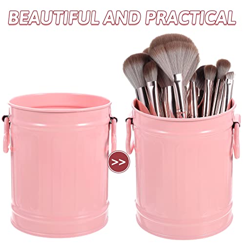 Cabilock Farmhouse Basket Vintage Cans Flowerpot Practical Handles Decorative Holder Galvanized Waste Pink Desk Pen Multi-Functional Multi-Function Bin Office Kitchen Cup with Planter Lid