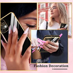 Atump for Samsung Galaxy A23 5G Case with HD Screen Protector Shockproof Protection, Love Heart Plating Girly Women Cute Soft TPU Luxury Elegant Case for Galaxy A23 4G/5G, Black