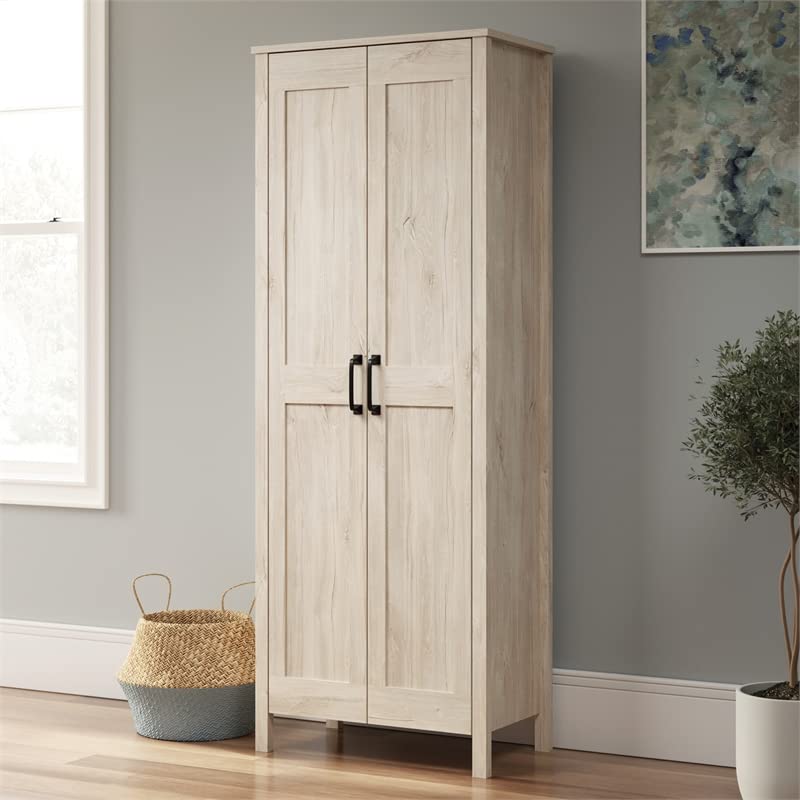 Sauder Engineered Wood 2-Door Storage Cabinet in Chalk Oak Finish