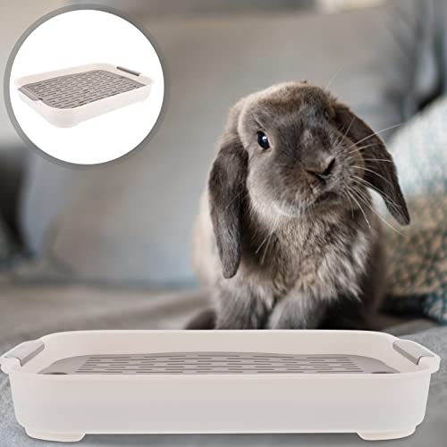 Rabbit Litter Box Plastic Small Animal Litter Box Toilet - Square Litter Tray Cage Toilet Potty Trainer for Rabbits Guinea Pigs Ferret Chinchilla Hamster - White