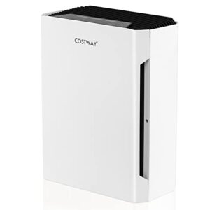 costway air purifier for home, 1300 sq ft coverage odor eliminator with true h13 hepa filter, air quality sensor, 4 speeds, 8h timer & child lock, quiet air cleaner for smoke, dust, pet dander, hairs