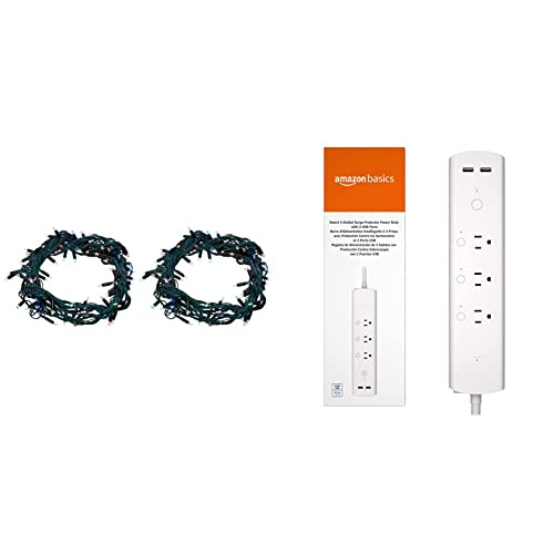 Amazon Basics Smart Power Strip with Christmas Lights- Automate Holiday Lighting