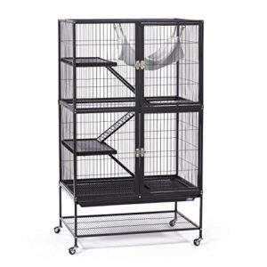 prevue pet products ferret stack two story ferret home with portable stand, escape proof lock, hammock, ramps, expandable add-on cage stacking system