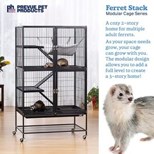 Prevue Pet Products Ferret Stack Two Story Ferret Home with Portable Stand, Escape Proof Lock, Hammock, Ramps, Expandable Add-On Cage Stacking System