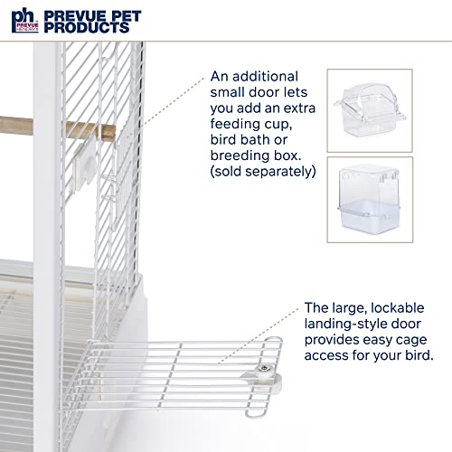 Prevue Pet Products Clear View Glass Bird Cage Crystal Palace for Small Birds - White Frame