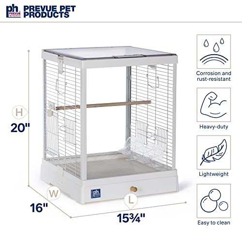 Prevue Pet Products Clear View Glass Bird Cage Crystal Palace for Small Birds - White Frame