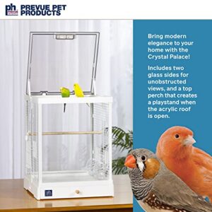 Prevue Pet Products Clear View Glass Bird Cage Crystal Palace for Small Birds - White Frame