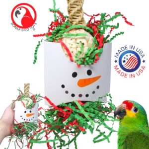 Bonka Bird Toys Christmas Xmas Santa Claus Reindeer Snowman Small Medium Chew Forage Shred Festive Holiday Season Cockatiel Parakeet Conure and Similar (2430 Snowman)