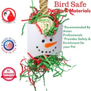 Bonka Bird Toys Christmas Xmas Santa Claus Reindeer Snowman Small Medium Chew Forage Shred Festive Holiday Season Cockatiel Parakeet Conure and Similar (2430 Snowman)