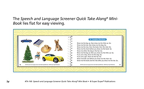 Super Duper Publications | Speech and Language Screener Quick Take Along® Mini-Book | Educational Learning Resource for Children