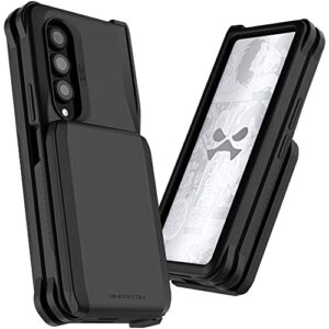 ghostek exec wallet case for galaxy z fold 4 - magnetic credit card holder, hinge protection, wireless charging, 7.6" screen (black)