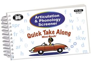 super duper publications | articulation and phonology screener quick take along® mini-book | speech therapy | educational learning resource for children