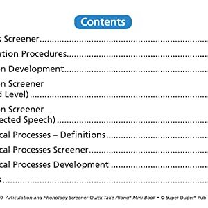 Super Duper Publications | Articulation and Phonology Screener Quick Take Along® Mini-Book | Speech Therapy | Educational Learning Resource for Children