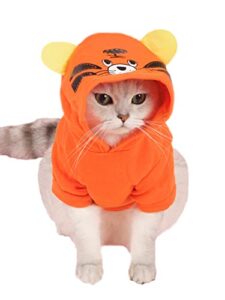 qwinee dog hoodie,dog coat,cat clothes,dog sweatshirt,puppy clothes,duck and tiger design,cute pet outfit for small medium dog doggie kitten boy and girl orange large