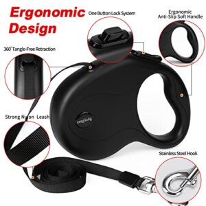 enrgticdg 16Ft Retractable Dog Leash,Light Weight Leash for Small to Medium Dogs/Cats Up to 50lbs,Strong Nylon Tape, Tangle Free, One-Handed Brake,Simple, Practical and Comfortable.
