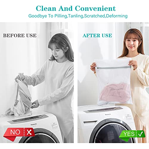 3PCS Durable Honeycomb Mesh Laundry Bags Wash Bags for Lingerie Stockings,Polyester Fine Mesh Fabric Cord Bag for College,Dorm,Storage() (19.7"×23.6“)