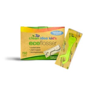 Clean Idea Kids Ecofloss Individually Wrapped - 150 Floss Picks - Flosser for Kids - Individually Packaged Floss Picks