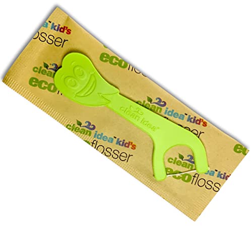 Clean Idea Kids Ecofloss Individually Wrapped - 150 Floss Picks - Flosser for Kids - Individually Packaged Floss Picks
