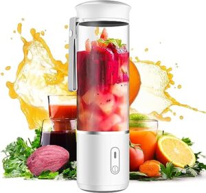 portable blender, personal travel blender with usb rechargeable fruit juice mixer, minisize blender for smoothies and shakes small juicer cup 400ml/14 oz