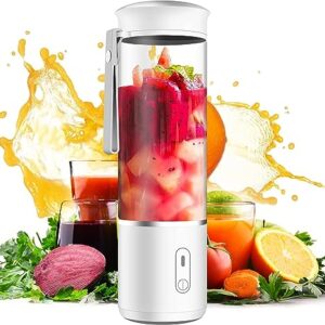 Portable Blender, Personal Travel Blender with USB Rechargeable Fruit Juice Mixer, MiniSize Blender for Smoothies and Shakes Small Juicer Cup 400ML/14 Oz