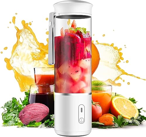 Portable Blender, Personal Travel Blender with USB Rechargeable Fruit Juice Mixer, MiniSize Blender for Smoothies and Shakes Small Juicer Cup 400ML/14 Oz