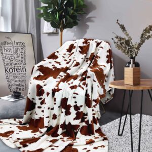 cow print throw blanket, flannel soft cow blankets for adults, fleece fuzzy cow throw blanket for bed couch sofa, lightweight blanket for all season (60x80 inches)