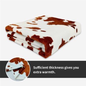 Cow Print Throw Blanket, Flannel Soft Cow Blankets for Adults, Fleece Fuzzy Cow Throw Blanket for Bed Couch Sofa, Lightweight Blanket for All Season (60x80 Inches)