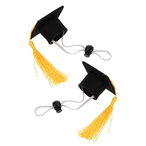 Gatuida 2PCS Pet Grad Hat Black Graduation Hat with Yellow Tassel Pet Costume for Guinea Pigs,Hedgehog,Bird,Turtles,Hamster Small Animal Graduation Costume Apparel for Photo Prop