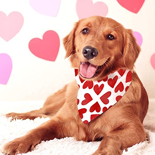 CROWNED BEAUTY Valentines Day Dog Bandanas Large 2 Pack,Kisses Adjustable Triangle Holiday Plaid Reversible Scarves for Medium Large Extra Large Dogs Pets DB15