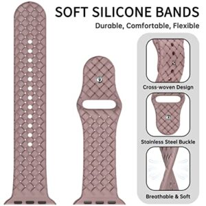 TransJoy 6 Pack Weave Silicone Band Compatible with Apple Watch Band 38mm 40mm 41mm 42mm 44mm 45mm 49mm Women Men, Soft Breathable Strap for iWatch Ultra Series 8/7/6/5/4/3/2/1/SE(38 Milk Tea)