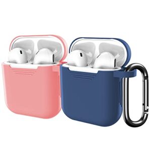 kurdene compatible airpods case cover silicone protective for apple airpod case 2nd &1st generation (2 pack)