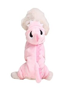 qwinee dinosaur design dog costume,dog clothes,puppy hoodie,dog cat coat,dog cute party costume,animals fleece cosplay,christmas halloween dog apprael for small medium dog cat kitten pink large