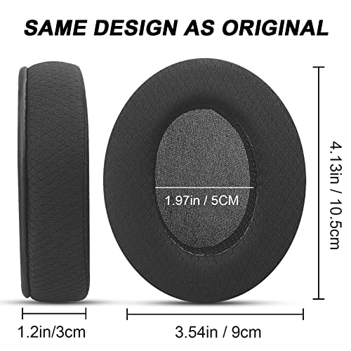 Upgraded Replacement Earpads Cushions for HyperX Cloud/Alpha, Turtle Beach Stealth 400/600, Audio Technica M50X/M40X & More - Ear Pads with Breathable Mesh Fabric/Added Thickness/Memory Foam