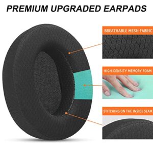 Upgraded Replacement Earpads Cushions for HyperX Cloud/Alpha, Turtle Beach Stealth 400/600, Audio Technica M50X/M40X & More - Ear Pads with Breathable Mesh Fabric/Added Thickness/Memory Foam