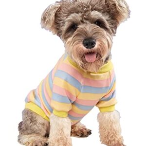 QWINEE Striped Dog Shirt,Puppy Sweatshirt,Kitten Clothes,Puppy T-Shirt,Cat Tee,Dog Apparel,Pet Clothes for Small Medium Dog Cat Multi-Colored X-Large