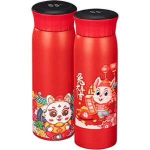 nolitoy insulated water cup 2 pcs stainless steel water bottle vacuum insulated water bottle cartoon rabbit travel coffee mug thermal tumbler for 2023 new year gift red