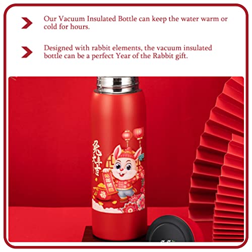 NOLITOY Insulated Water Cup 2 Pcs Stainless Steel Water Bottle Vacuum Insulated Water Bottle Cartoon Rabbit Travel Coffee Mug Thermal Tumbler for 2023 New Year Gift Red