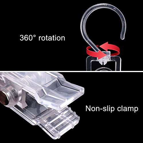 Hipruict Hanging Clips Hook Plastic,6 Pack Hand Towel Clips for Kitchen,360° Rotating Fast Drying,Transparent Drying Clips Laundry Hooks,for Bathroom Hanging Towels Travel Drying Boots (Transparent)