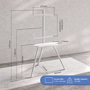 Easel TV Stand for 43 to 65 inch LED LCD OLED Screens Hold up to 88lbs, Height Adjustable Tripod TV Floor Stand with Shelf/Snap Lock/Anti-Tip Strap, Max VESA 400x400mm, Matte White