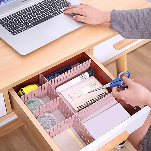 plplaaoo Adjustable Drawer Organizer, 4PCS Drawer Divider, Plastic Drawer Storage Partition, Home Adjustable Clapboard for Socks, Underwear, Makeup, Can Help Tidy Kitchen, Bedroom (37 * 7cm-White)