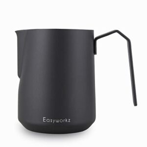 easyworkz espresso steaming pitcher stainless steel 20 oz coffee frothing picther milk jug cappuccino latte art cup, black