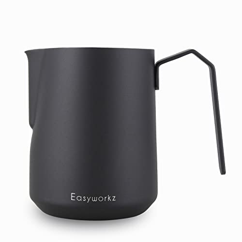 Easyworkz Espresso Steaming Pitcher Stainless Steel 20 oz Coffee Frothing Picther Milk Jug Cappuccino Latte Art Cup, Black