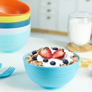 Gencywe Unbreakable Cereal Bowls Set of 6, 24 OZ Wheat Straw Bowls, Microwave & Dishwasher Safe, BPA-Free, Dessert Bowls for Cereal, Serving, Soup, Oatmeal, Pasta, Salad, Lightweight Soup Bowls