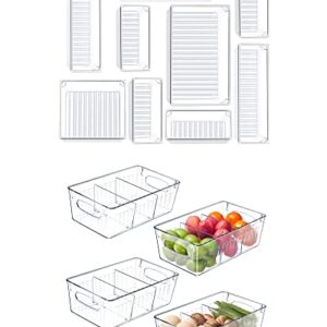 Kootek 9 Pcs Desk Drawer Organizer and 4 Pack Refrigerator Organizer Bins