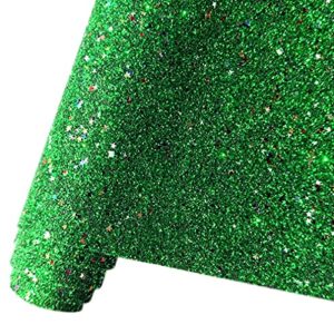 hyang christmas green pu faux leather sheets 1 roll 12"x53"(30cmx135cm), faux leather very suitable for crafts making leather earrings, bows, handbag ，sewing (glitter)