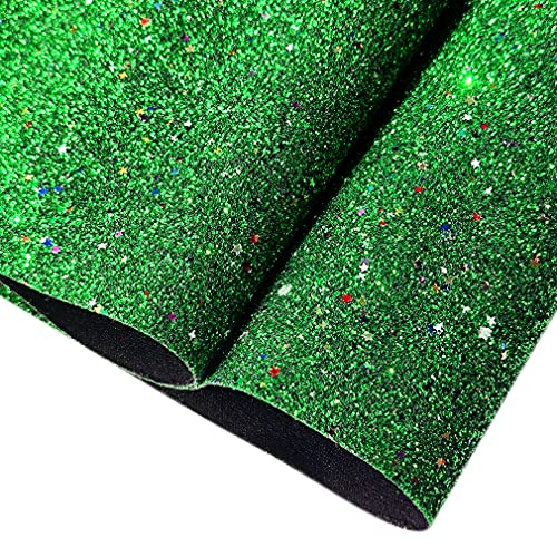 HYANG Christmas Green PU Faux Leather Sheets 1 Roll 12"X53"(30cmX135cm), Faux Leather Very Suitable for Crafts Making Leather Earrings, Bows, Handbag ，Sewing (Glitter)